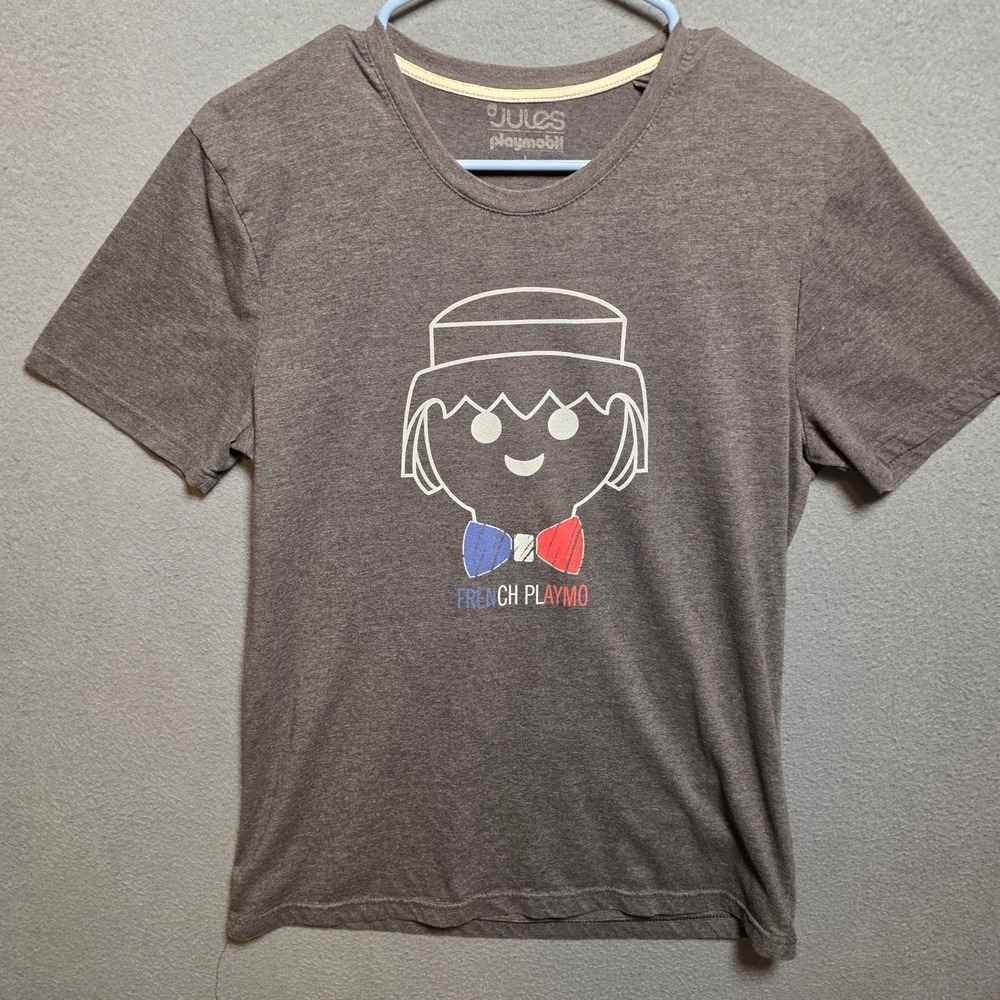 Jules x Playmobil French Playmo Graphic T-Shirt Charcoal Gray Large
